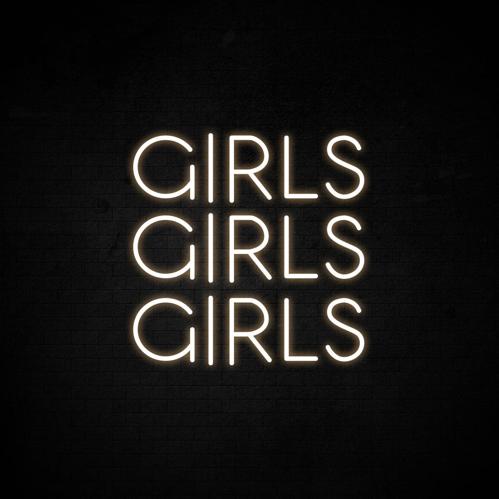 Girls Girls Girls LED Neon Sign in Ice Blue