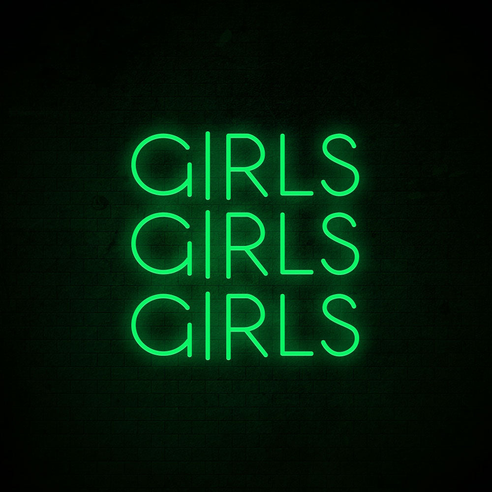 Girls Girls Girls LED Neon Sign in Dark Blue