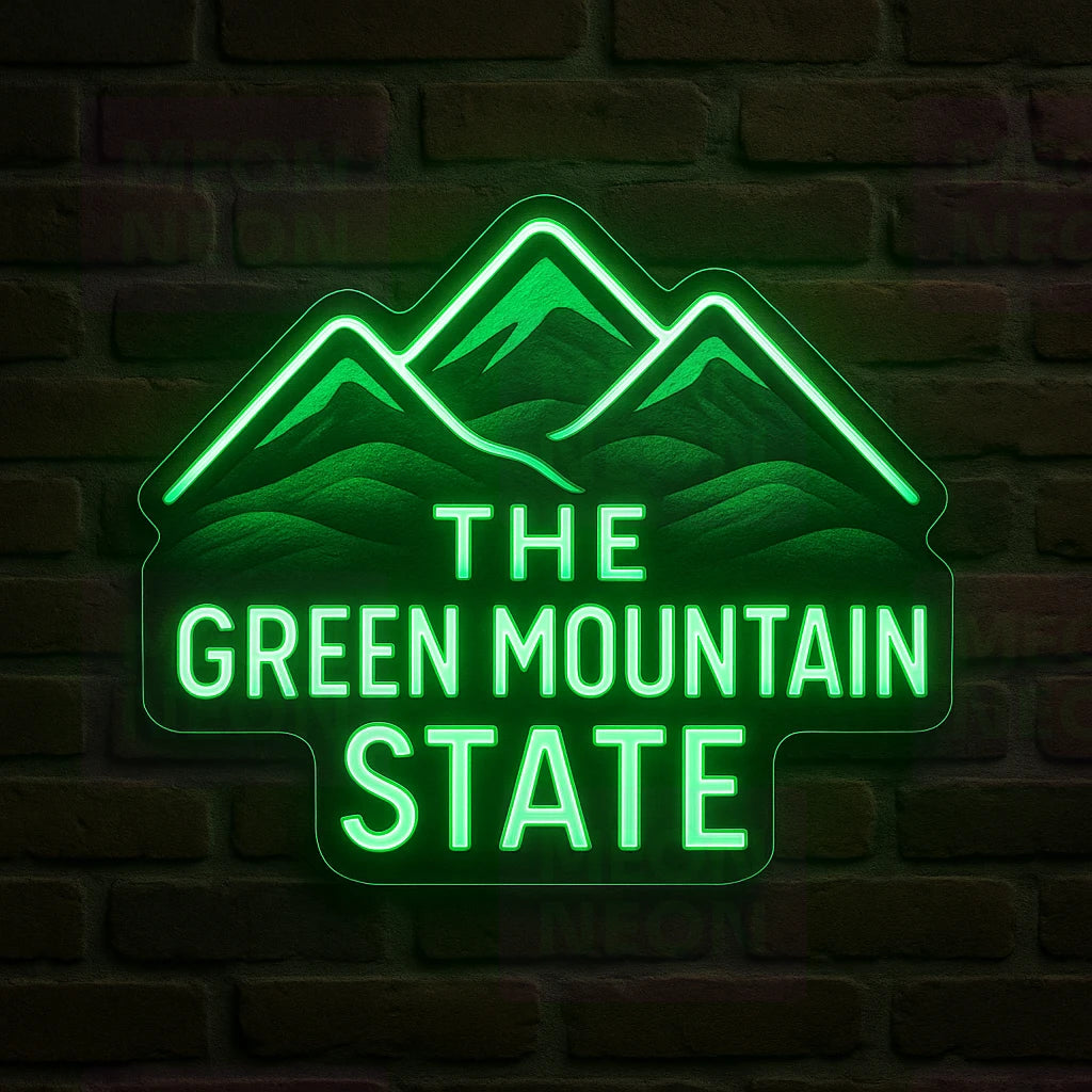 Green Mountain State Peak LED Neon Sign
