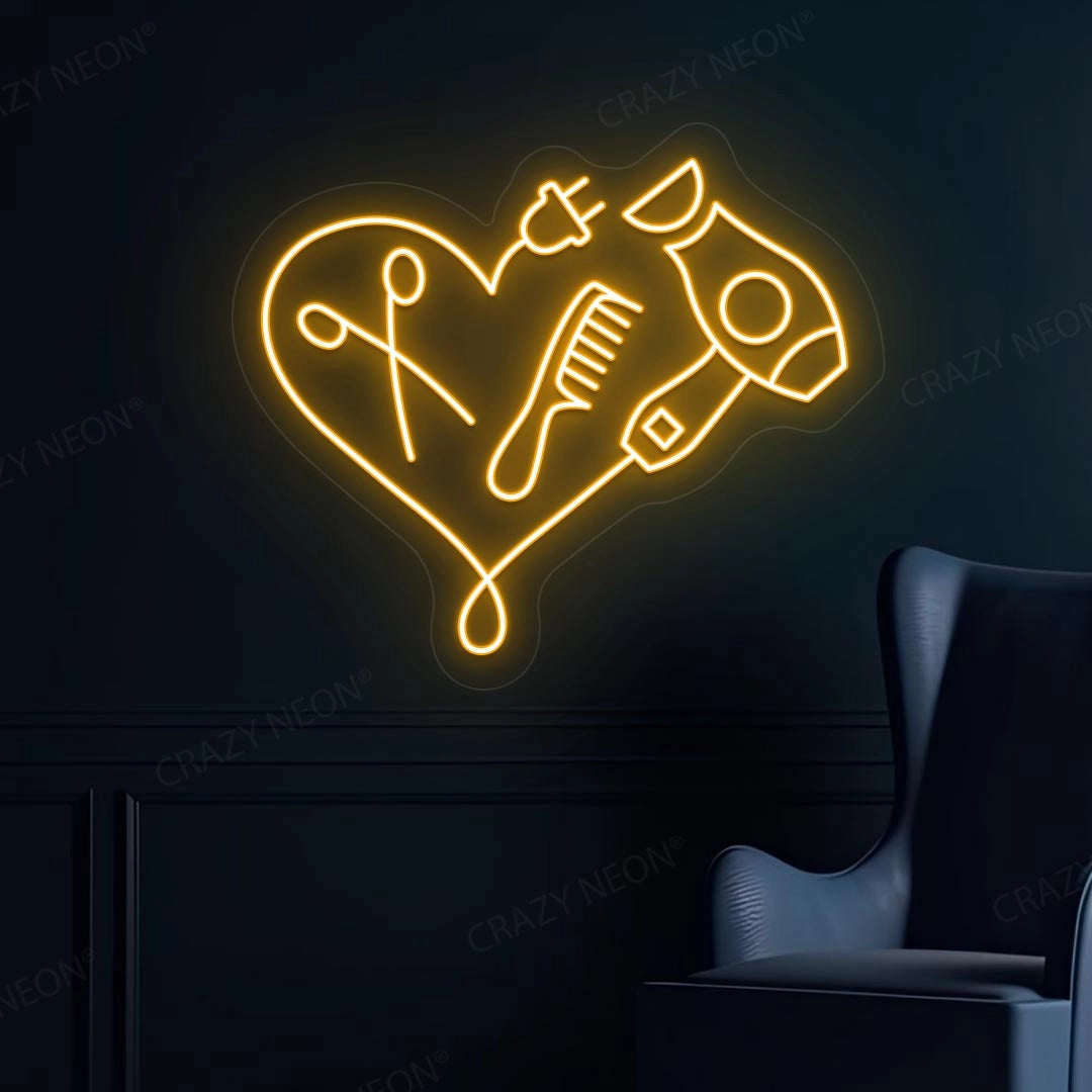 Hair Dryer Combs Clippers Heart Neon Sign image 3