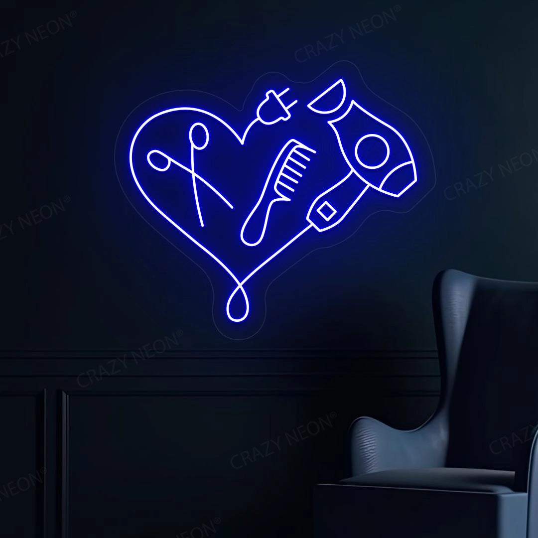 Hair Dryer Combs Clippers Heart Neon Sign image 4