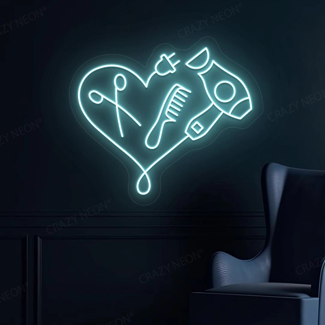 Hair Dryer Combs Clippers Heart Neon Sign image 5