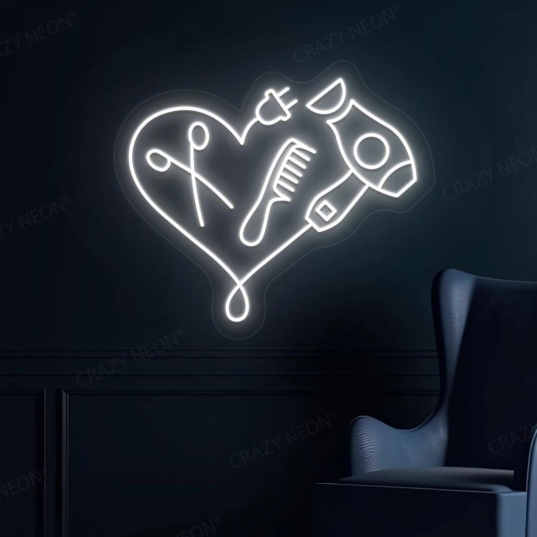 Hair Dryer Combs Clippers Heart Neon Sign image 6