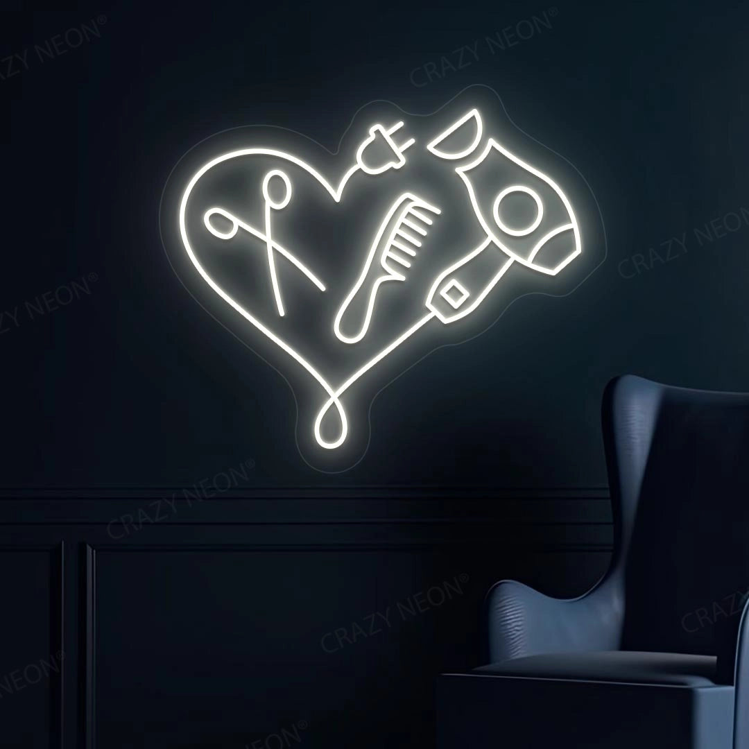 Hair Dryer Combs Clippers Heart Neon Sign image 7