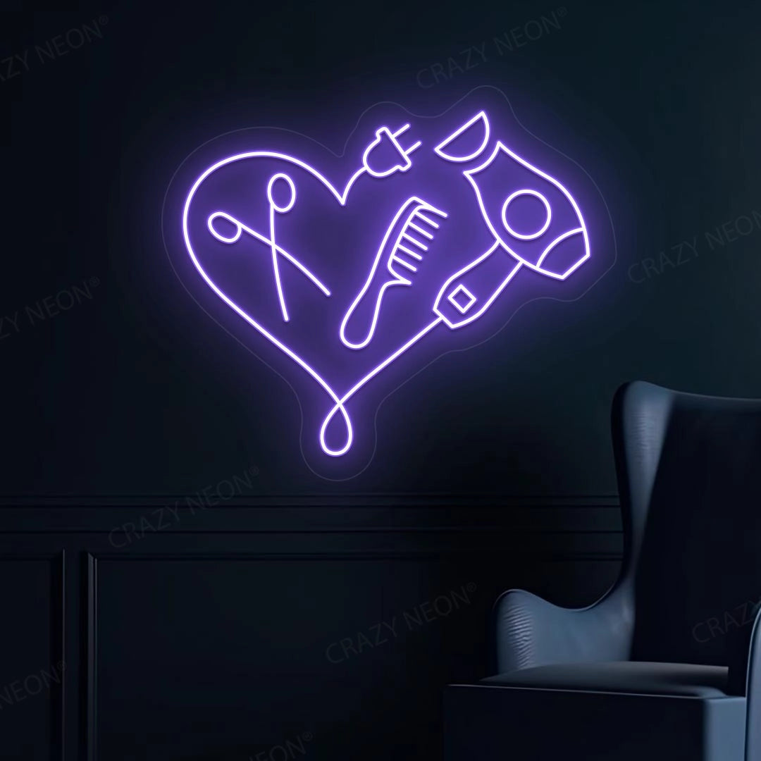 Hair Dryer Combs Clippers Heart Neon Sign image 8