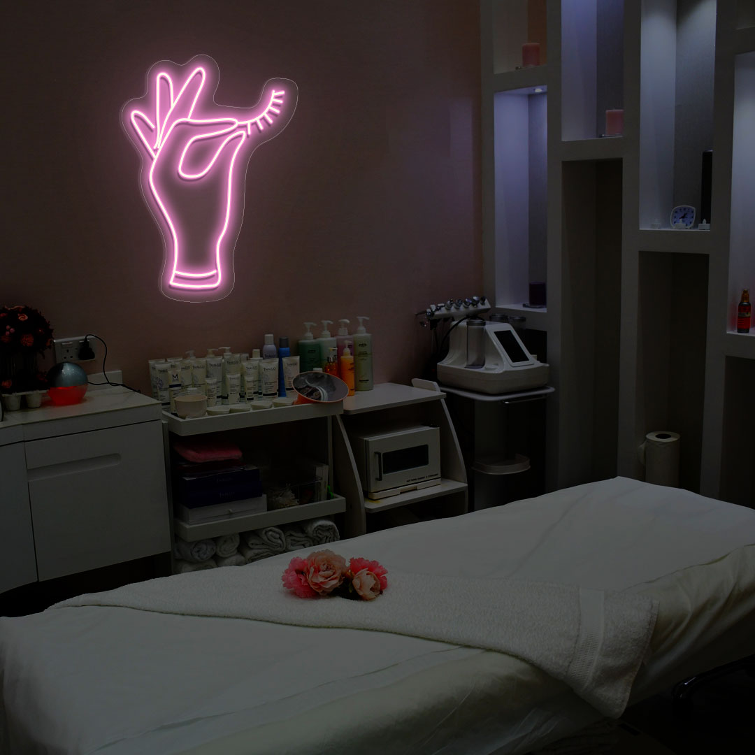 Hand Holding Eyelash Neon Sign image 1