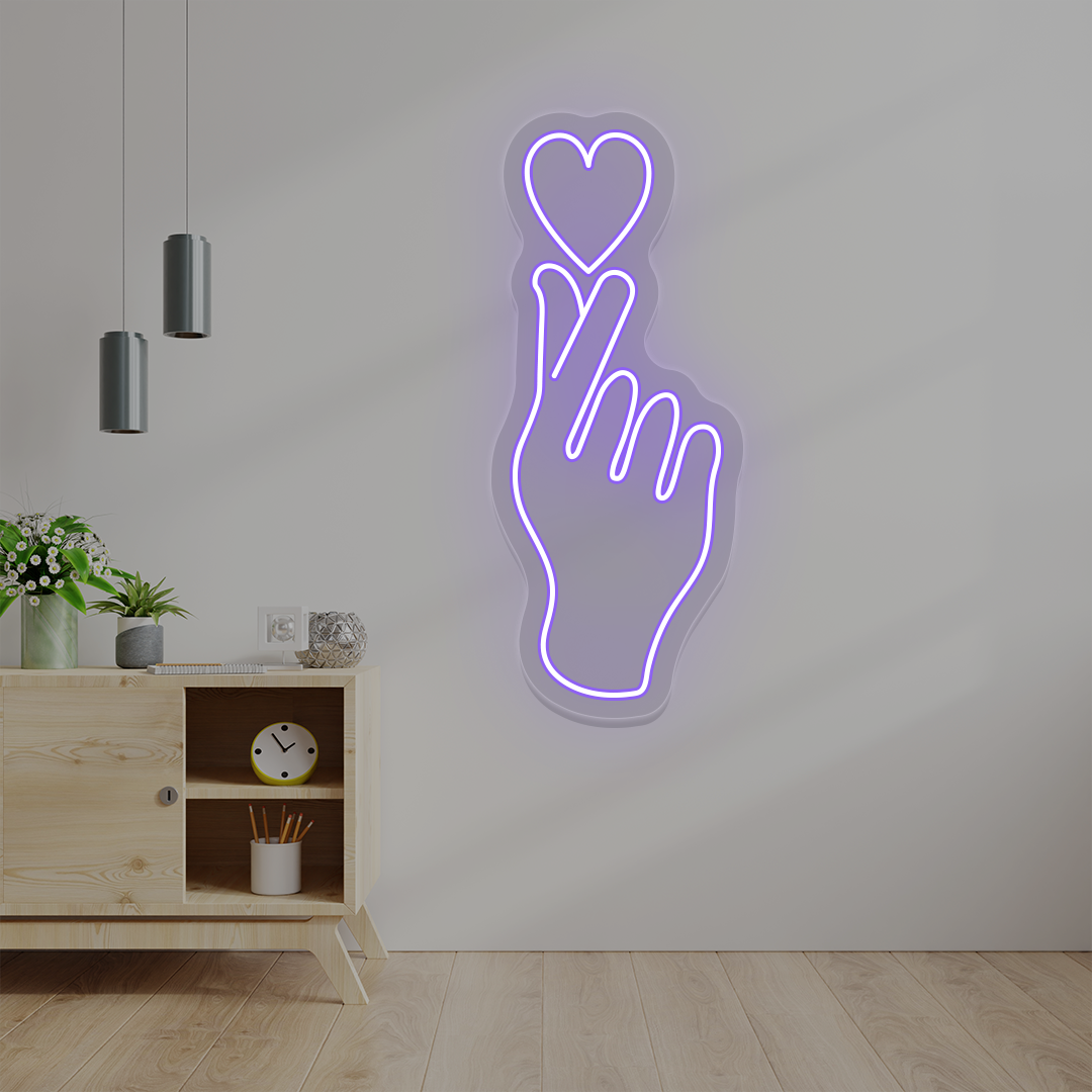 Heart On Fingers Love Neon Sign image 4