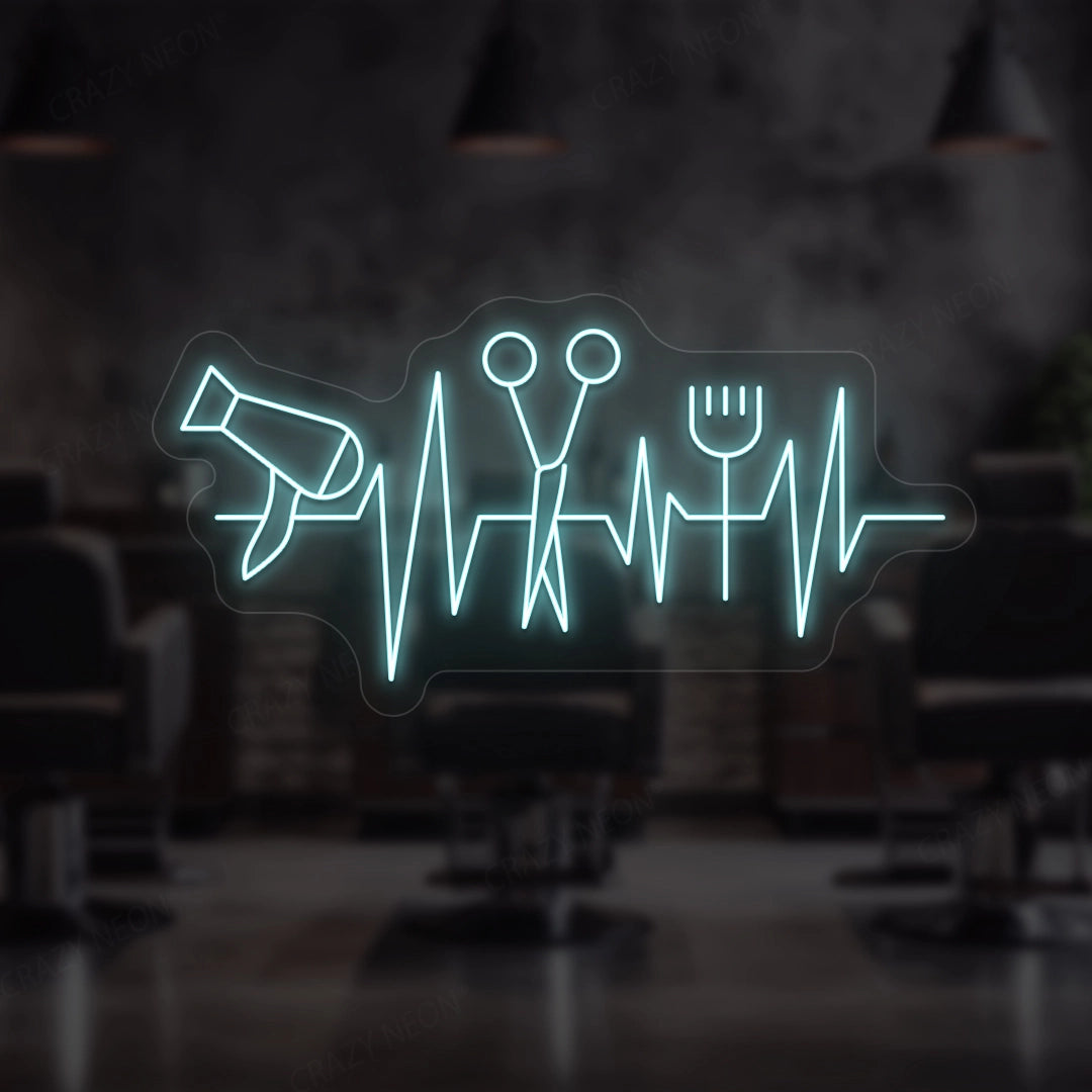 Heartbeat Hair Salon Neon Sign image 2