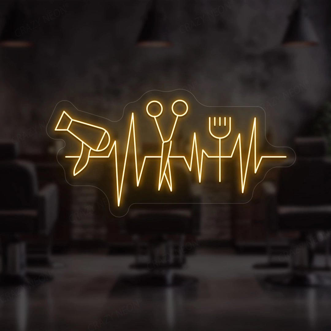 Heartbeat Hair Salon Neon Sign image 3