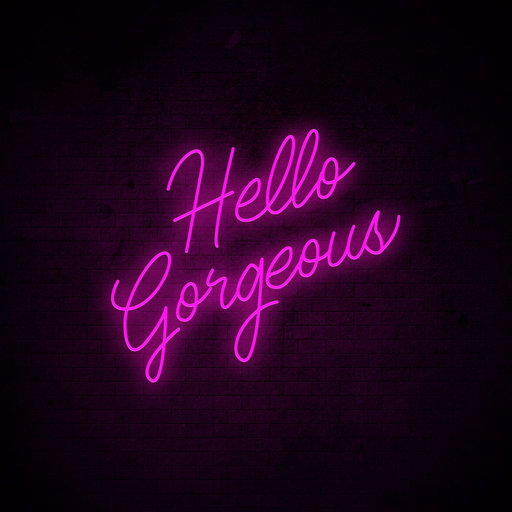 Hello Gorgeous LED Neon Sign in Baby Pink