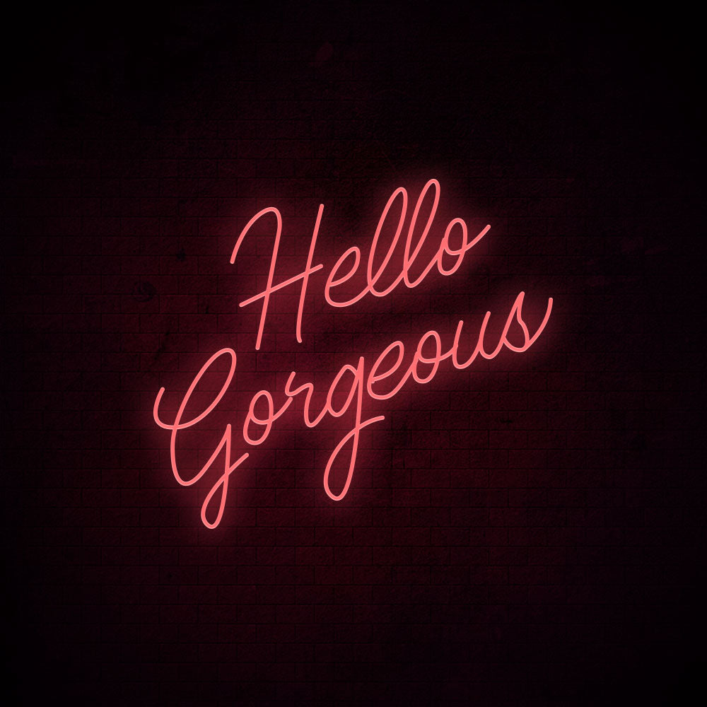 Hello Gorgeous LED Neon Sign in Purple
