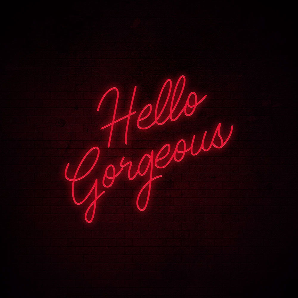 Hello Gorgeous LED Neon Sign in Orange