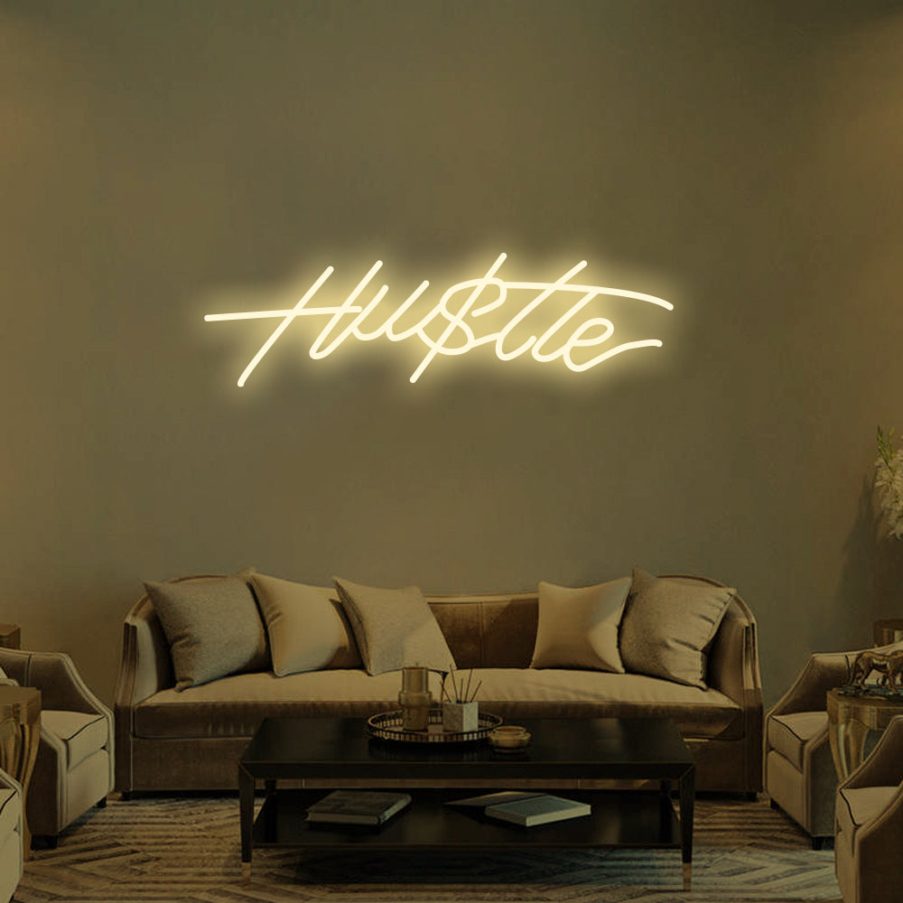 Hu$tle LED Neon Sign in Warm White