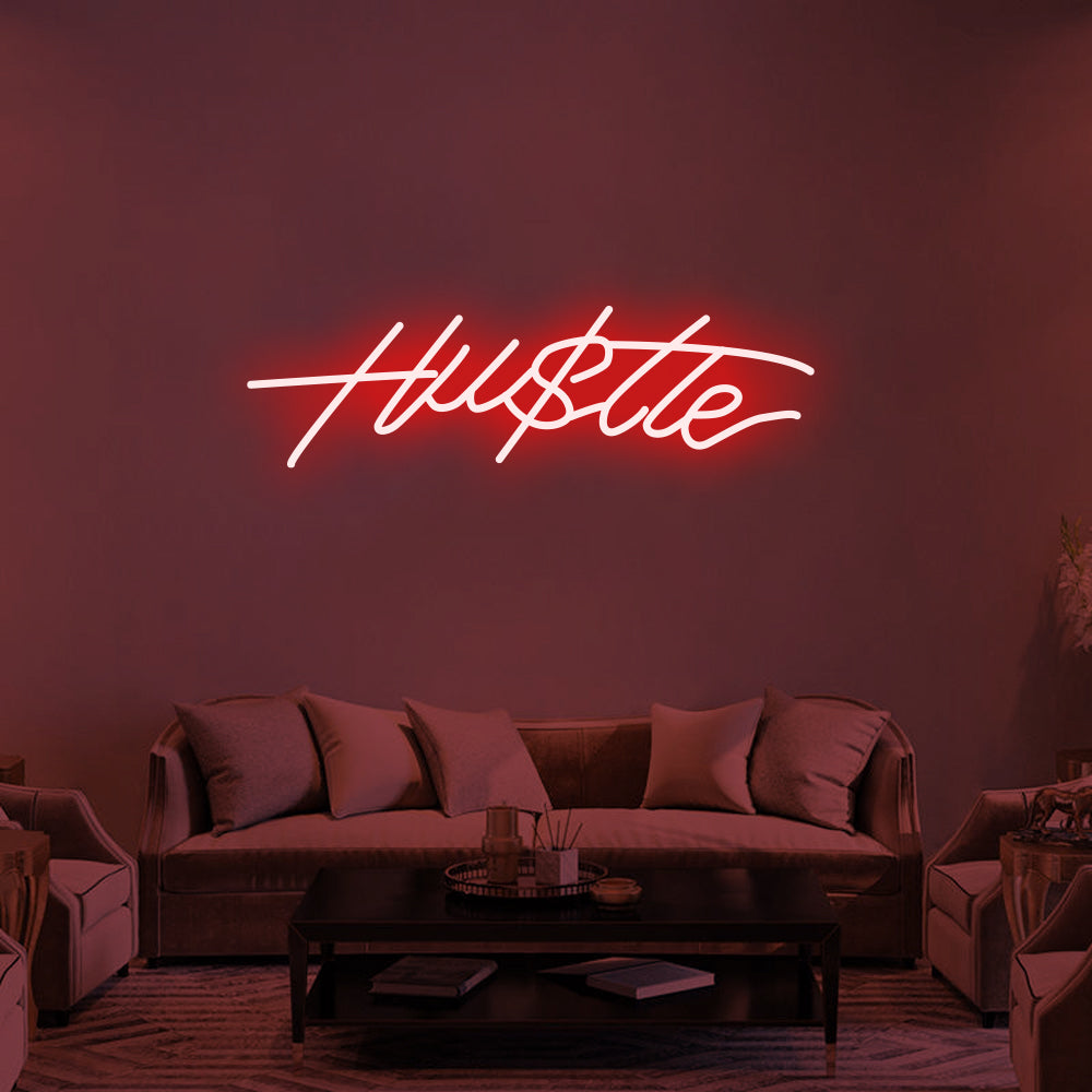 Hu$tle LED Neon Sign in Red