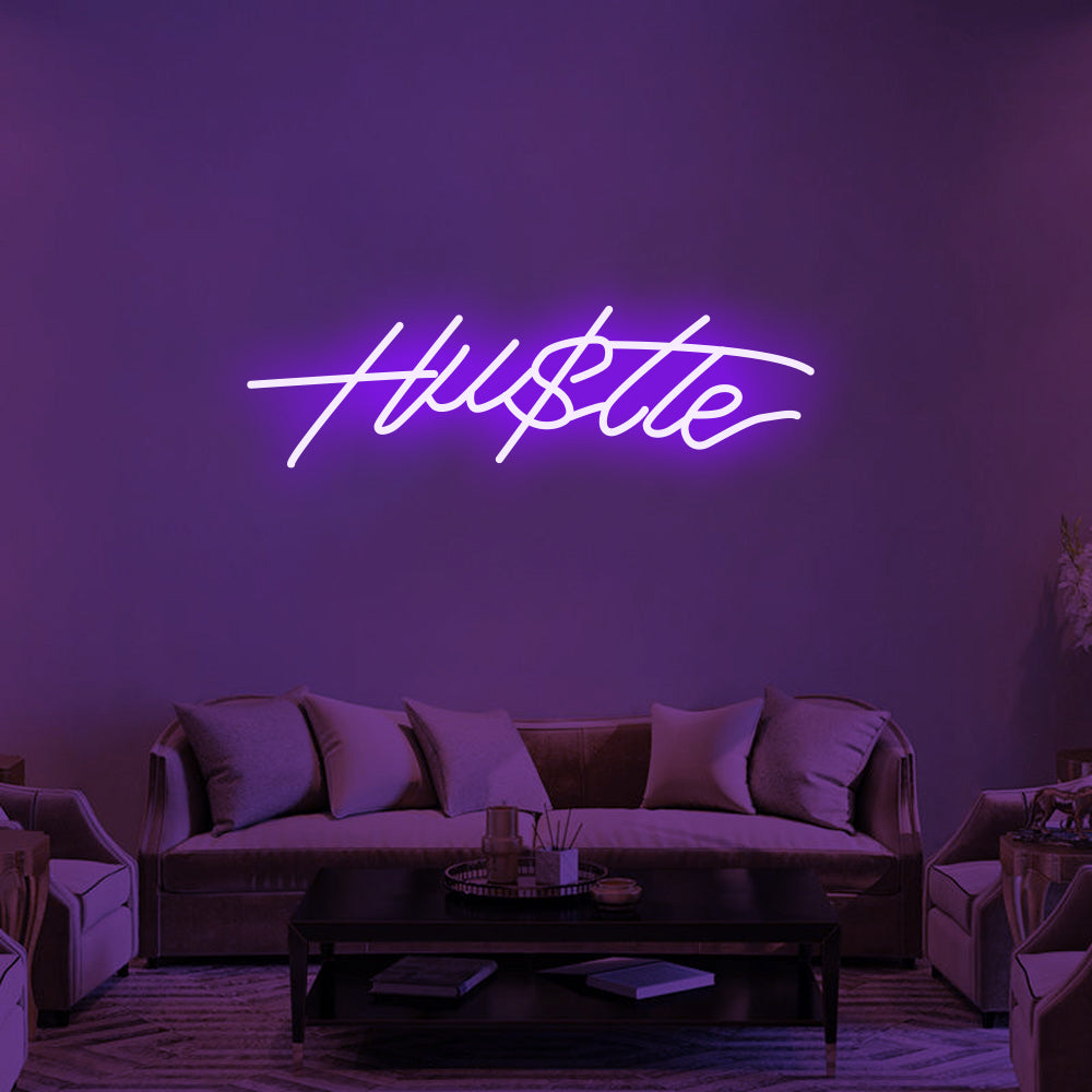 Hu$tle LED Neon Sign in Purple