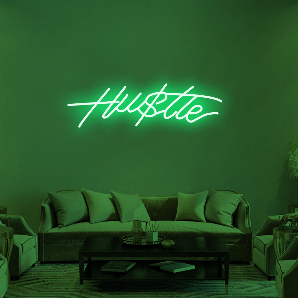 Hu$tle LED Neon Sign in Green