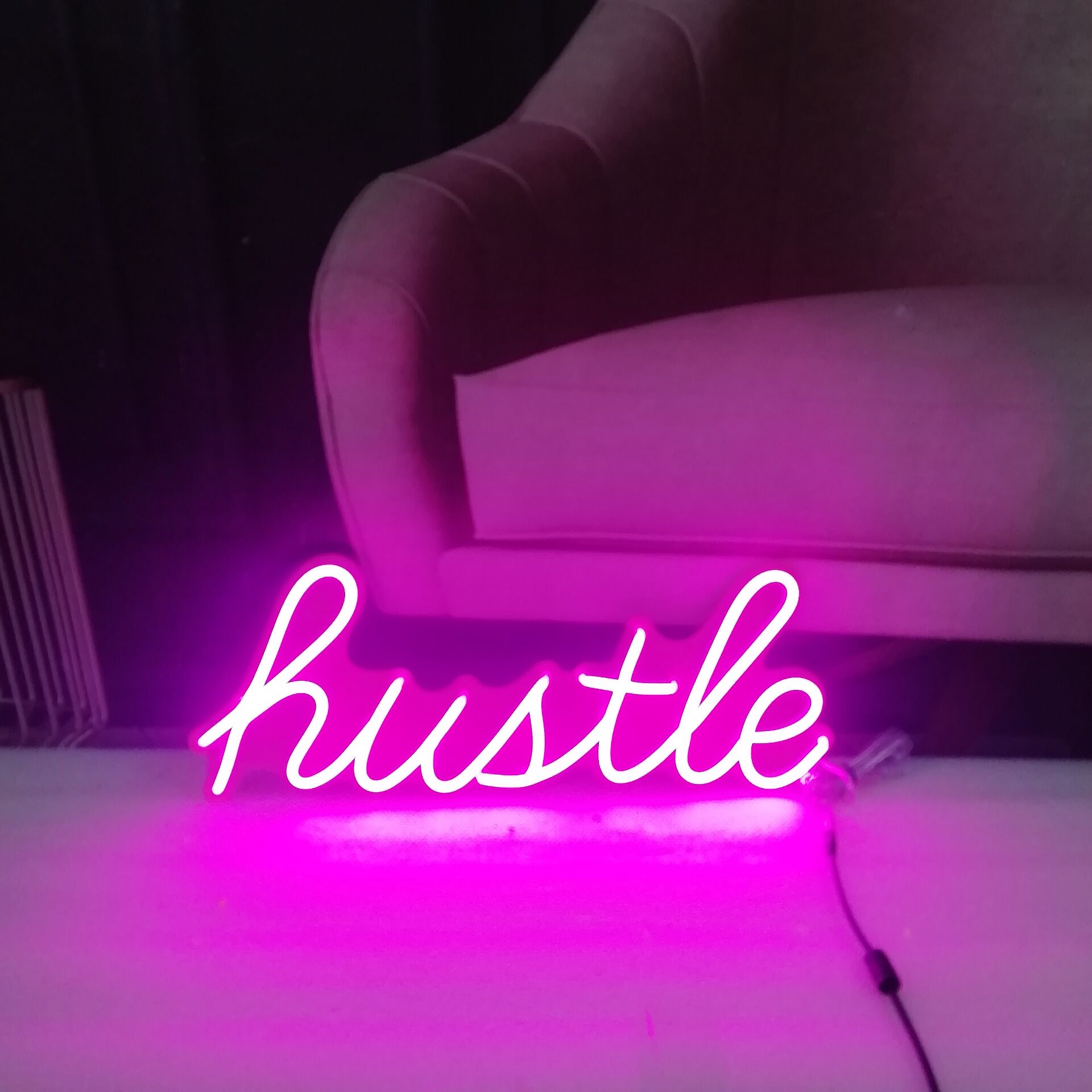 Hustle LED Neon Sign in Cool White