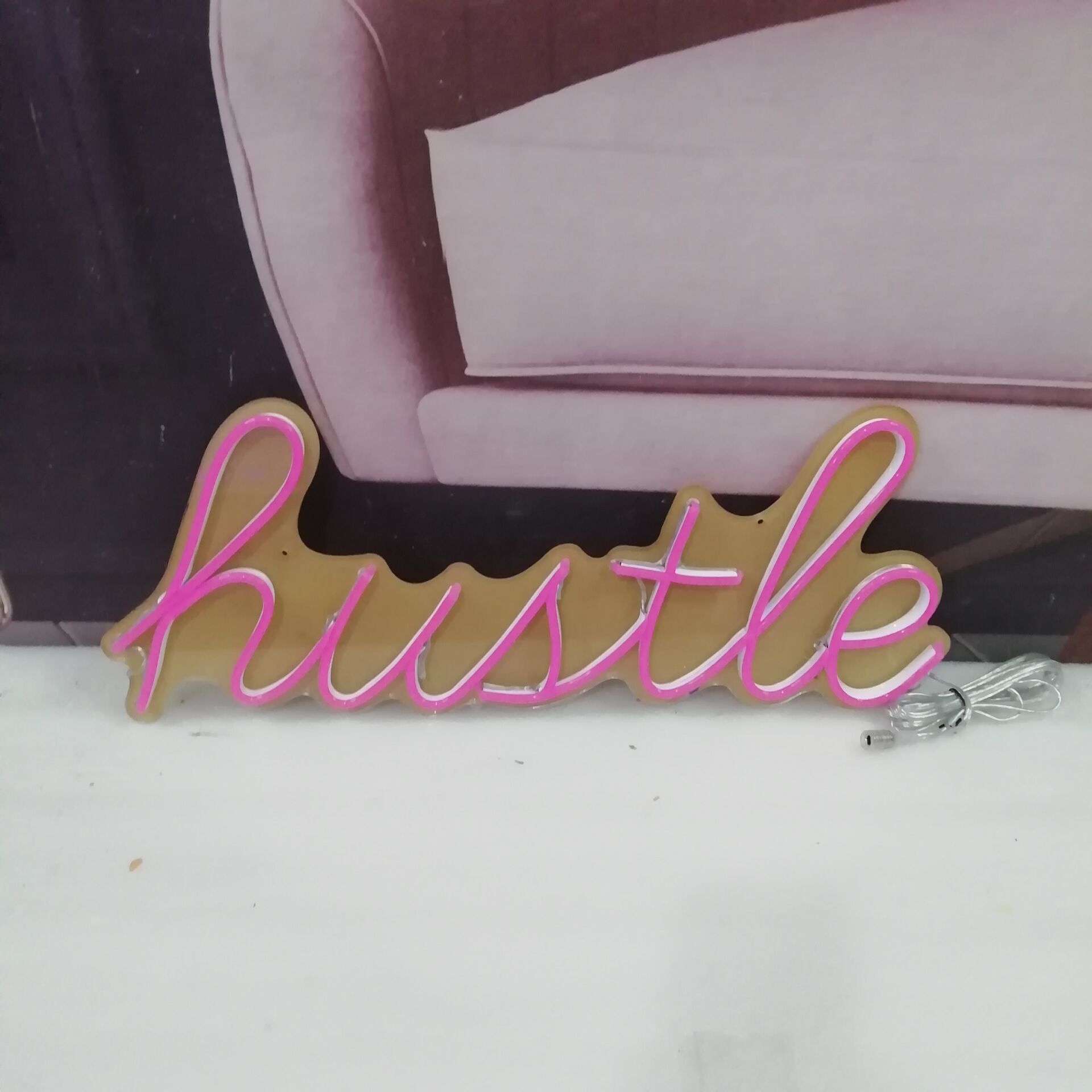 Hustle LED Neon Sign in Warm White