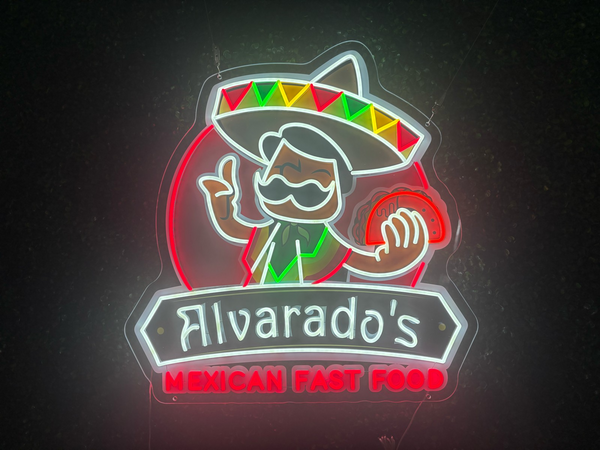 Alvarado's Mexican Fast Food Custom Neon Sign