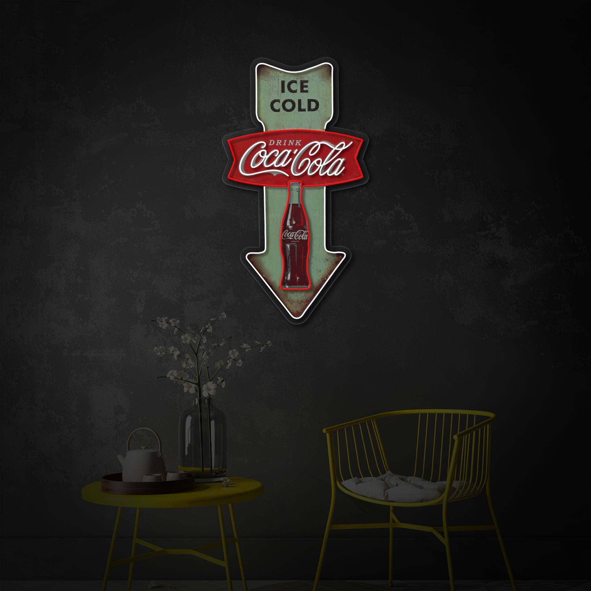 Retro Cola Arrow LED Neon Sign | Diner Wall Art
