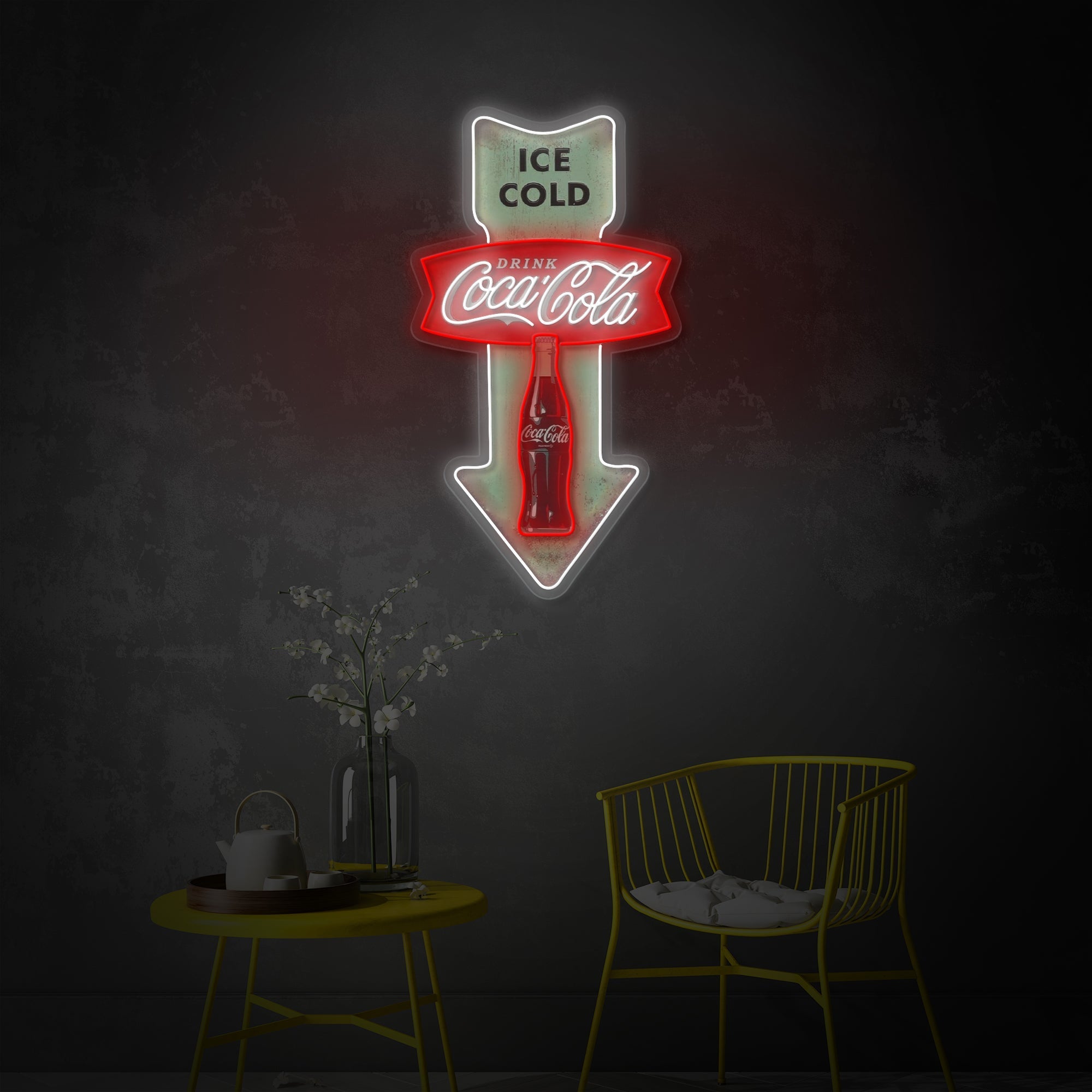 Retro Cola Arrow LED Neon Sign | Diner Wall Art