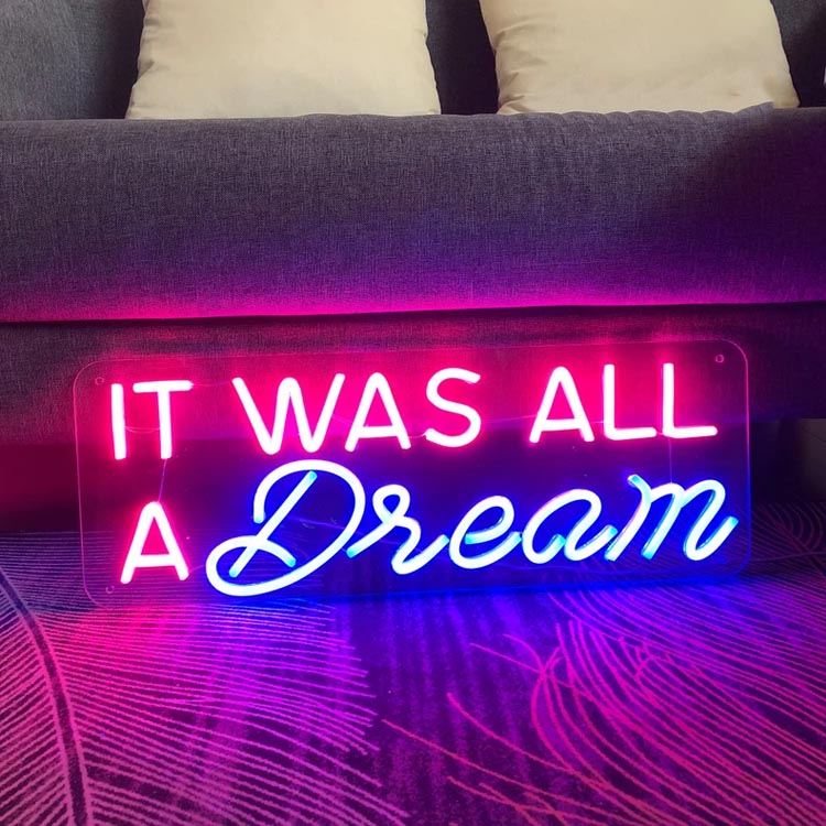 It Was All a Dream LED Neon Sign (Style 3) in Hot Pink + Dark Blue