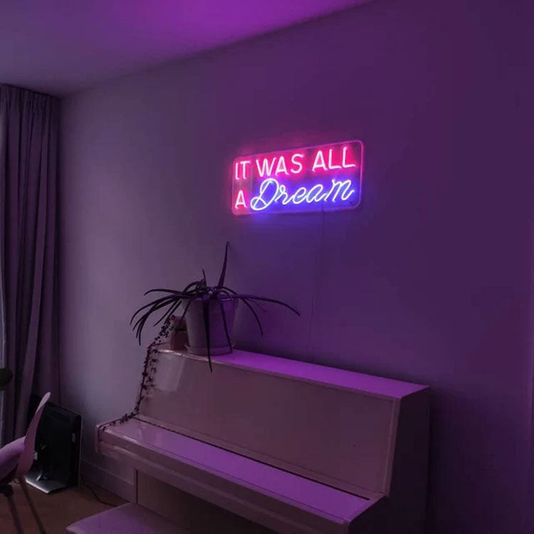 It Was All a Dream LED Neon Sign (Style 3) in Hot Pink