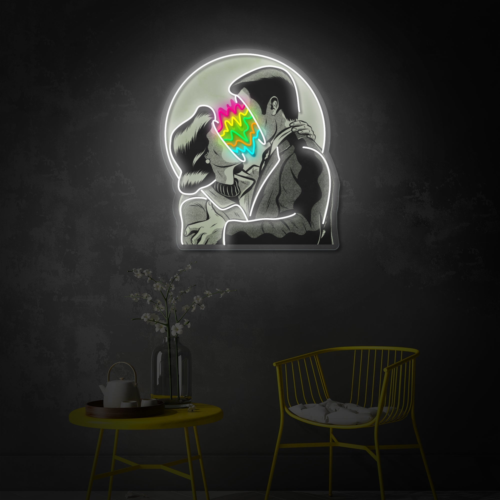 Kissing Couple LED Neon Sign | Love Wall Art - MEON NEON