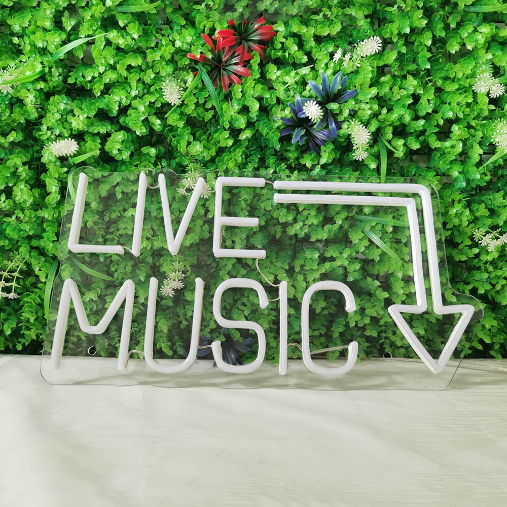 Live Music LED Neon Sign in Light Pink