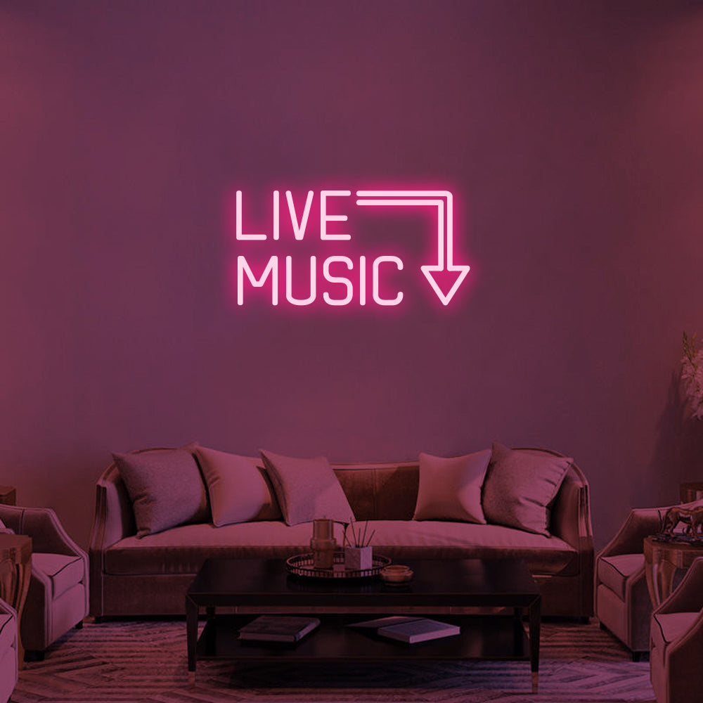Live Music LED Neon Sign in Cool White