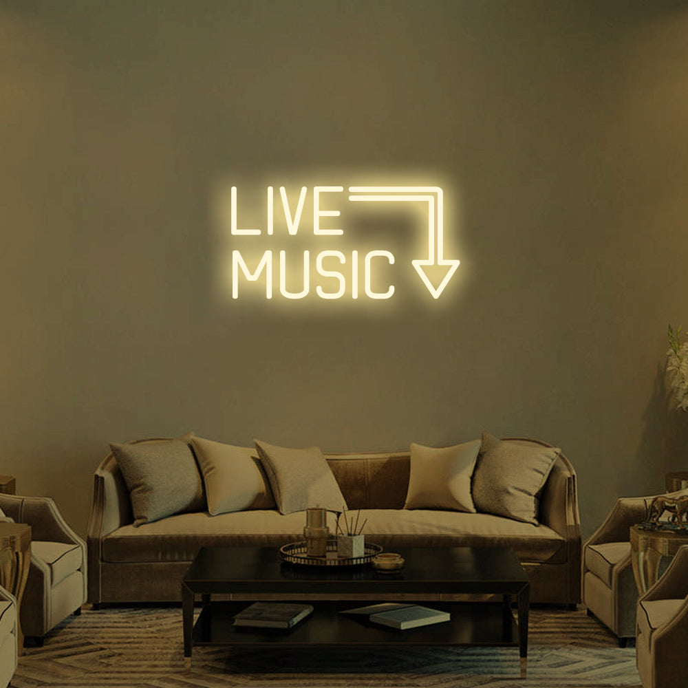 Live Music LED Neon Sign in Orange