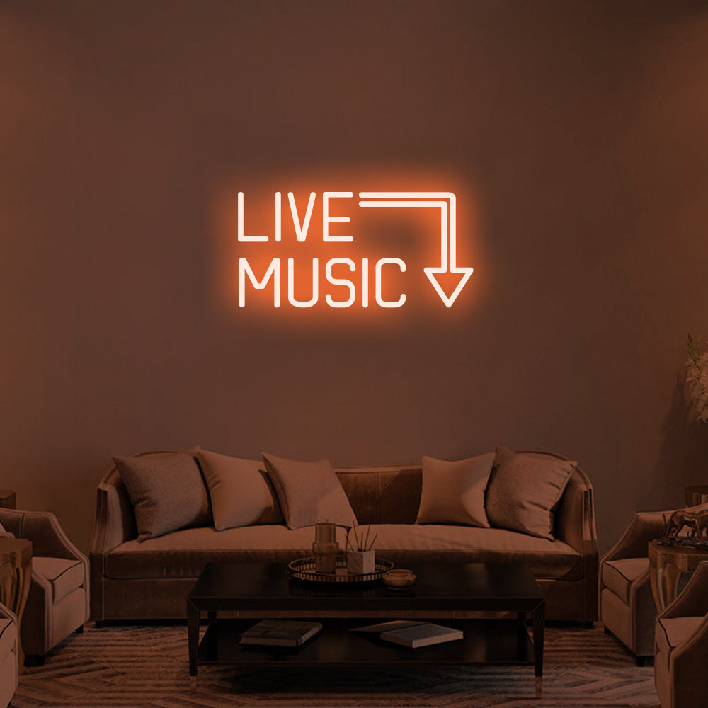 Live Music LED Neon Sign in Yellow