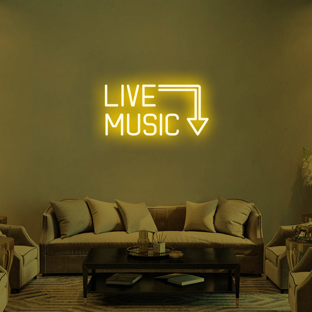 Live Music LED Neon Sign in Ice Blue