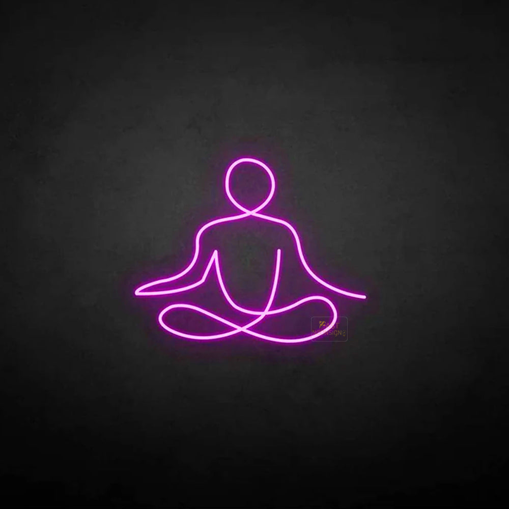 Meditating Figure LED Neon Sign in Hot Pink