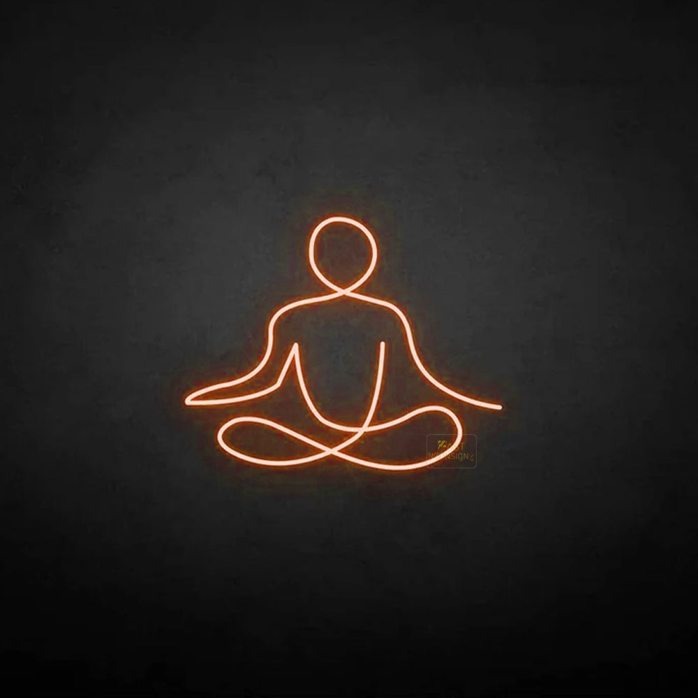 Meditating Figure LED Neon Sign in Purple