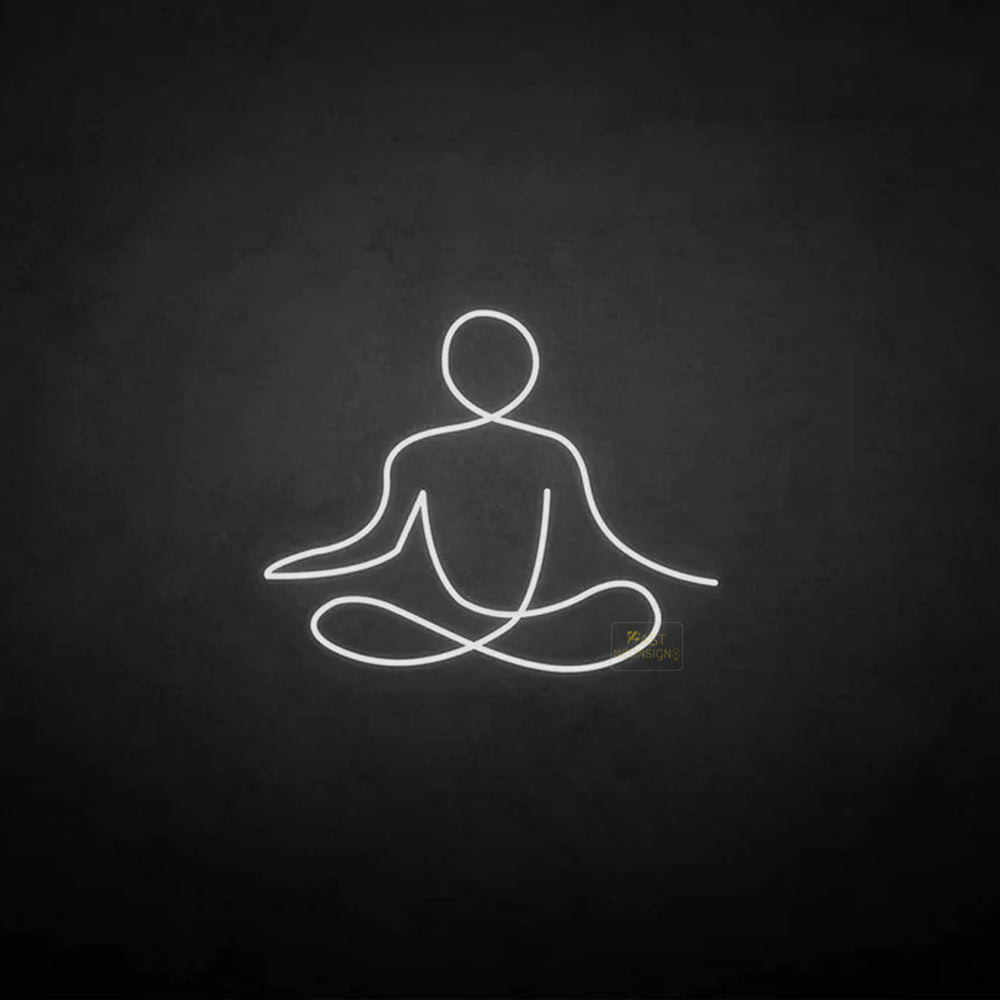Meditating Figure LED Neon Sign in White
