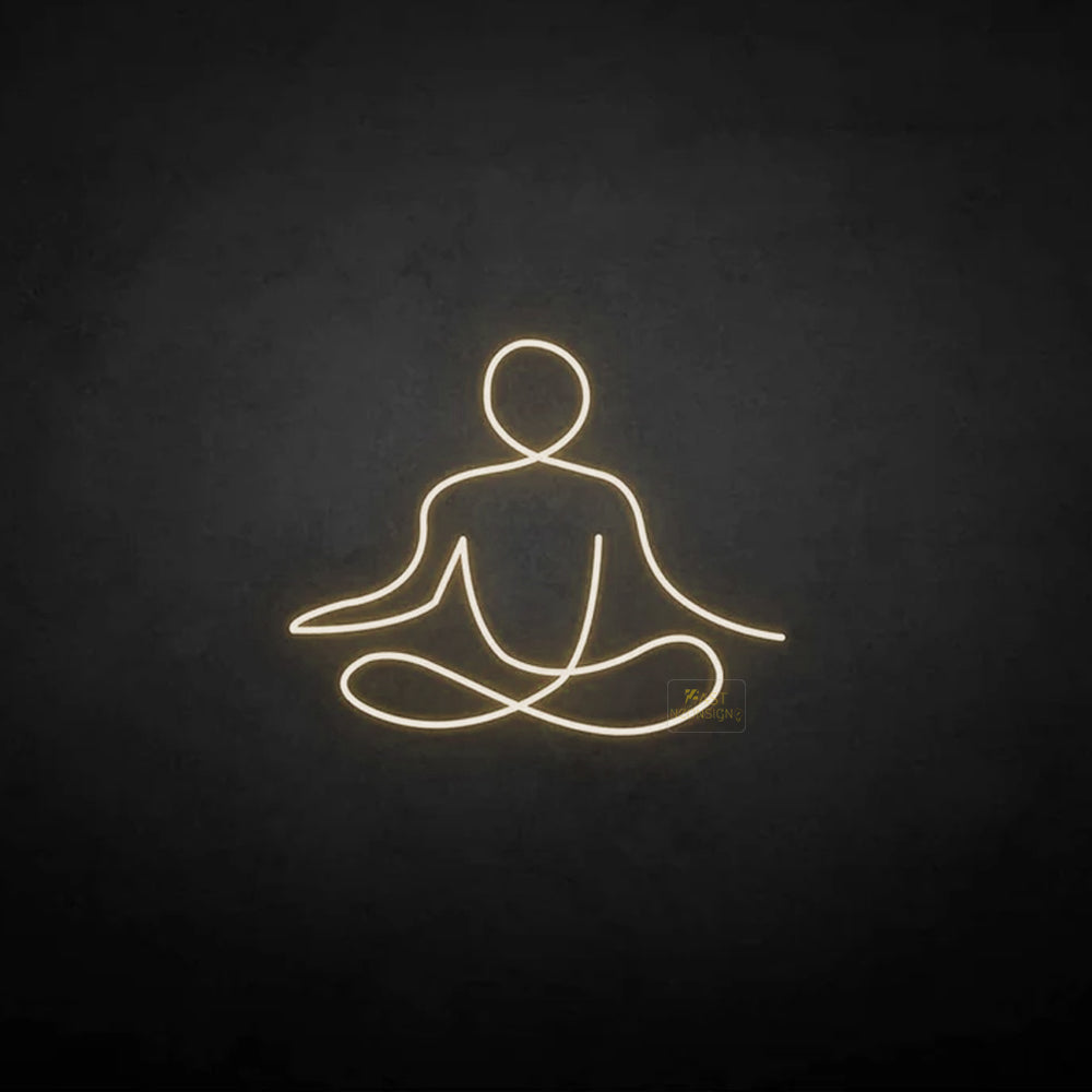 Meditating Figure LED Neon Sign in Warm White