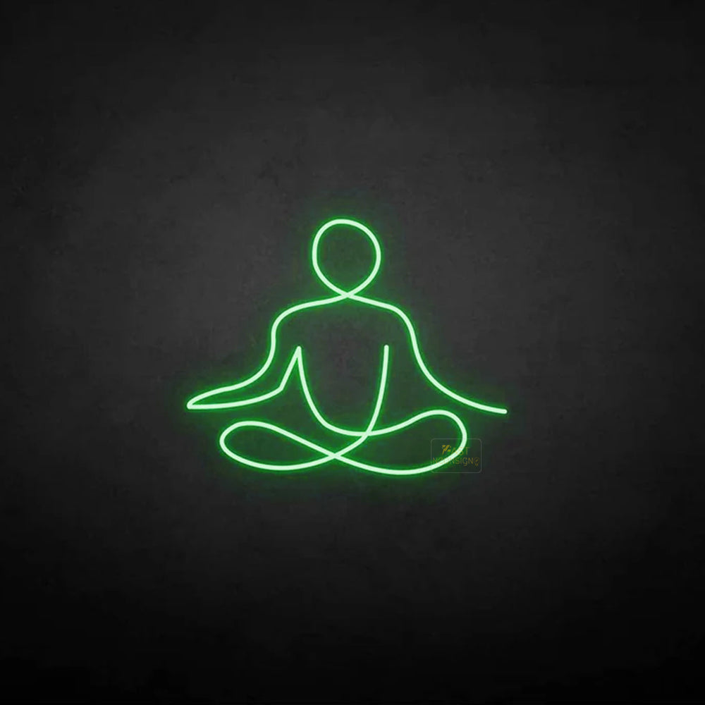 Meditating Figure LED Neon Sign in Green