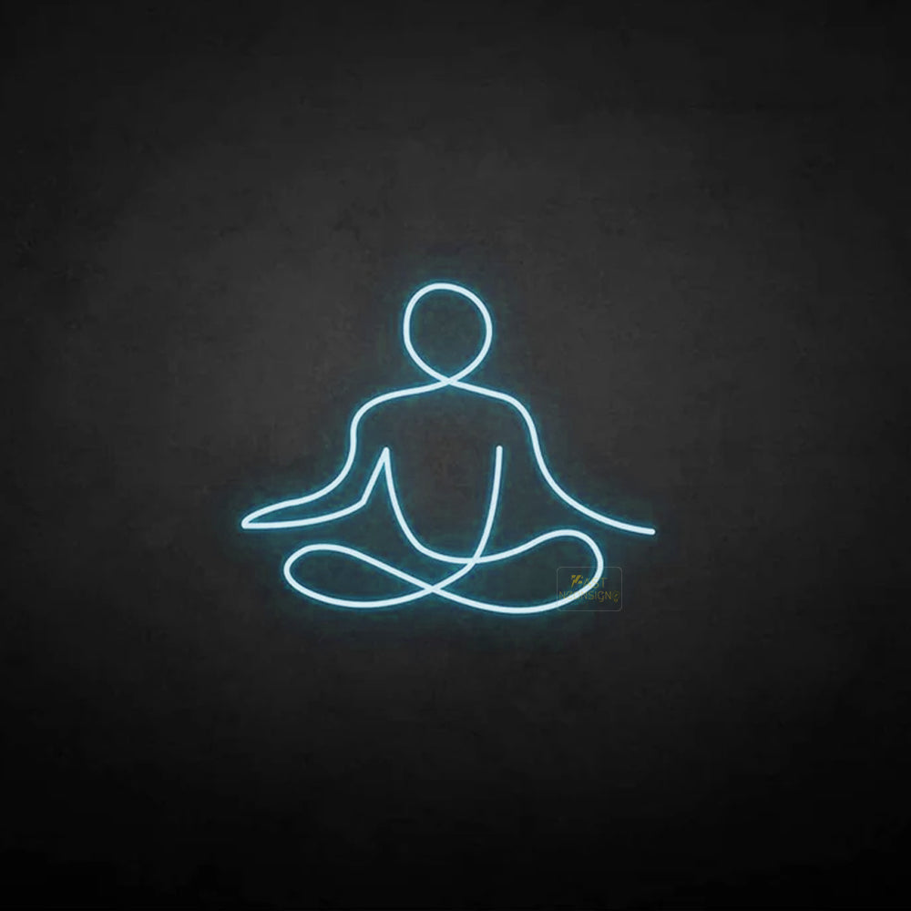 Meditating Figure LED Neon Sign in Blue