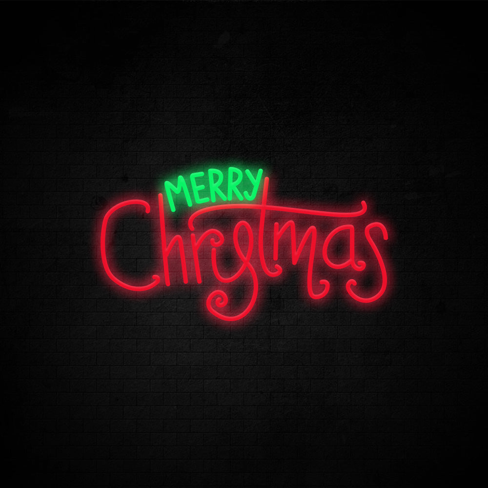 Merry Christmas LED Neon Sign (Style 2) in Red + Green