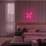 Mini Airplane LED Neon Sign in Hot Pink
