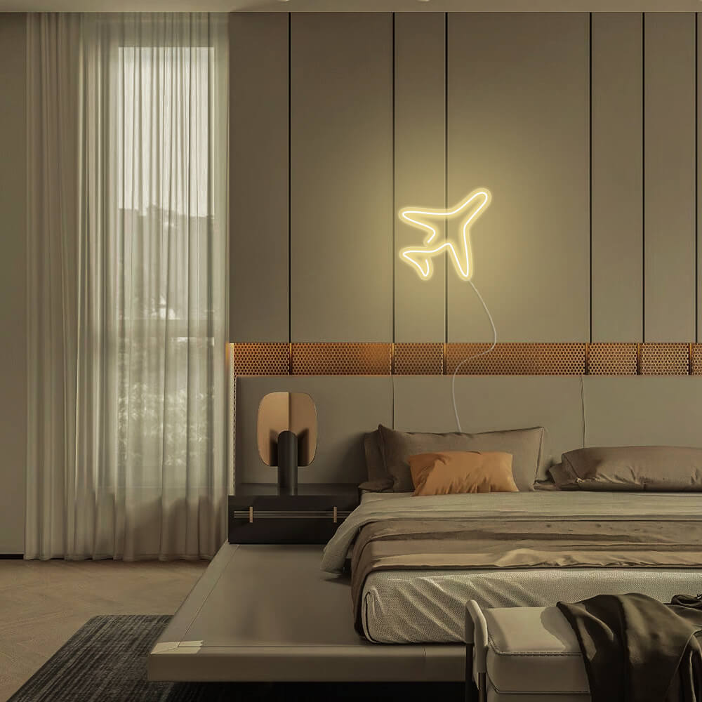 Mini Airplane LED Neon Sign in Warm White