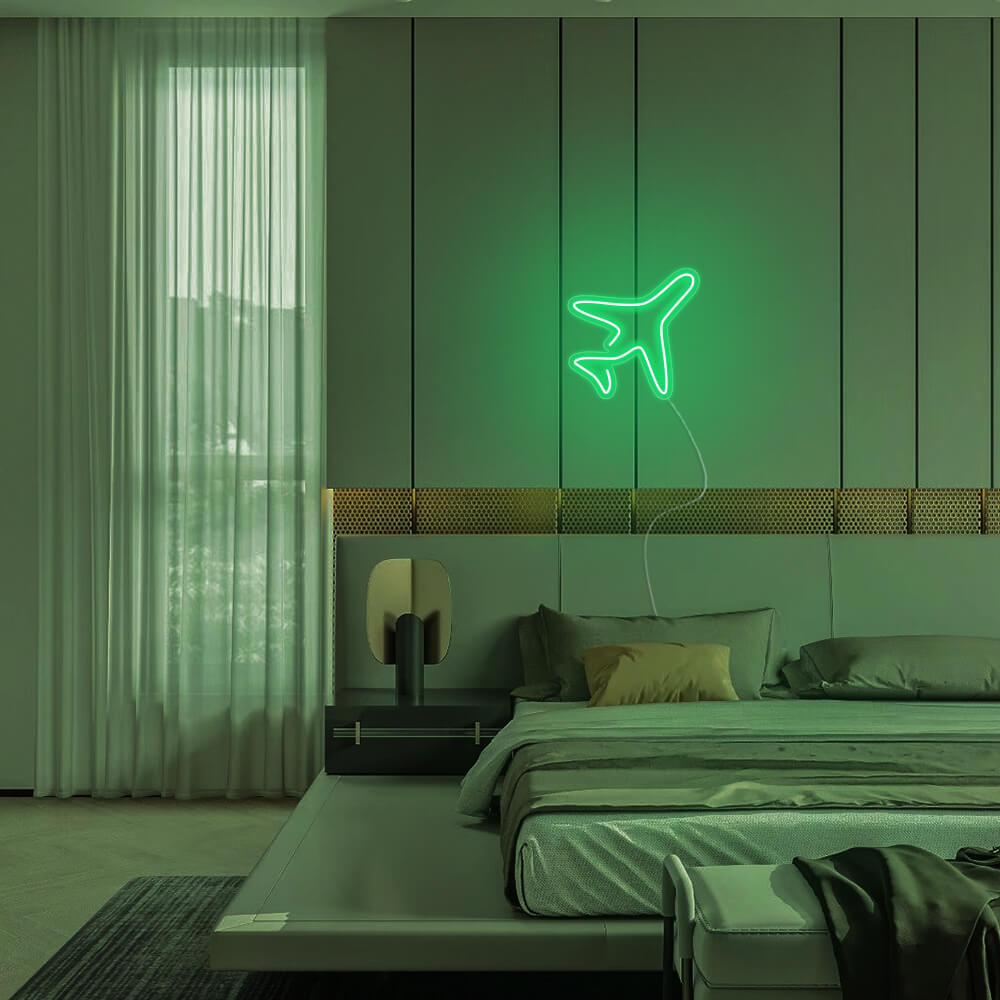 Mini Airplane LED Neon Sign in Red