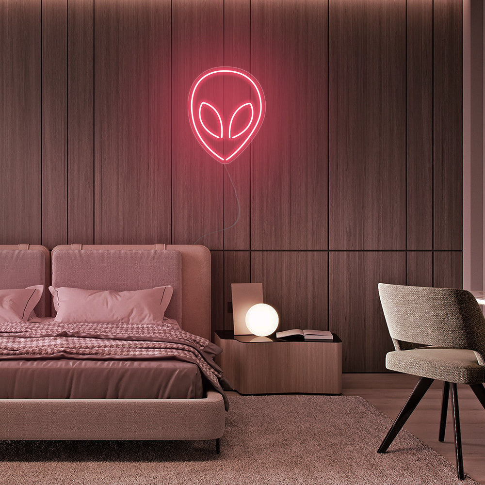 Mini Alien LED Neon Sign in Light Pink
