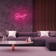 Mini BEST Word LED Neon Sign in Hot Pink