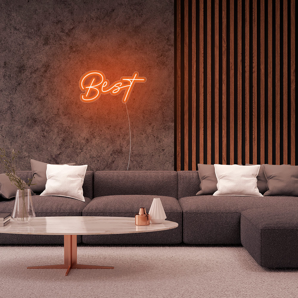 Mini BEST Word LED Neon Sign in Orange