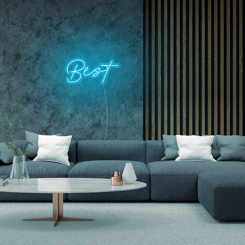 Mini BEST Word LED Neon Sign in Ice Blue