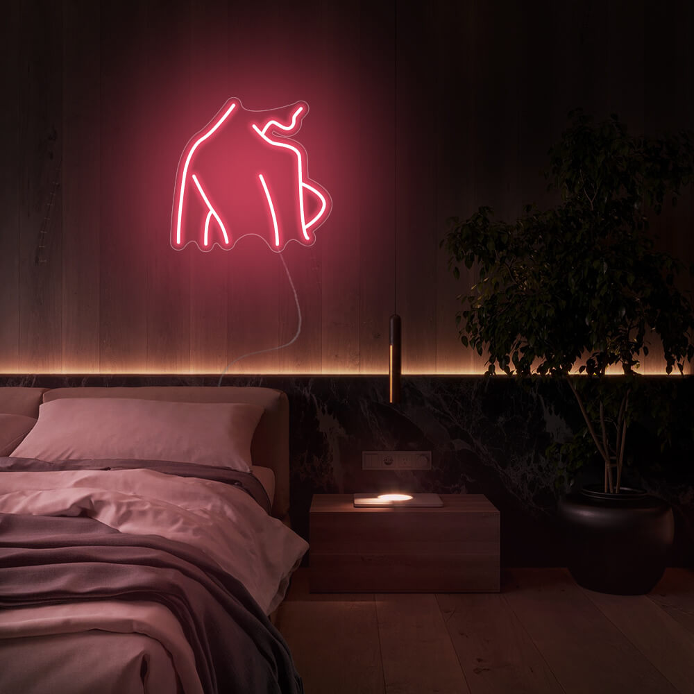Mini Back Silhouette LED Neon Sign in Light Pink