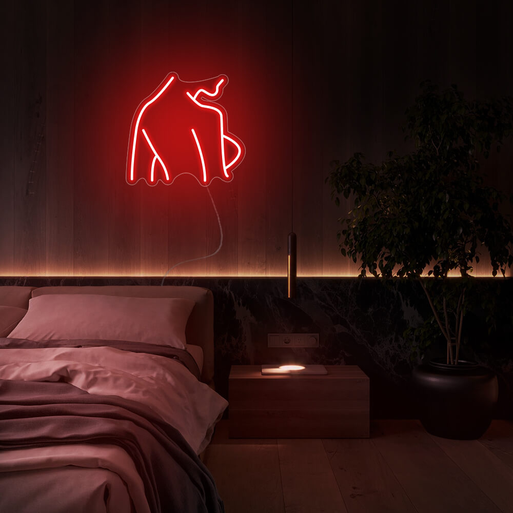 Mini Back Silhouette LED Neon Sign in Red