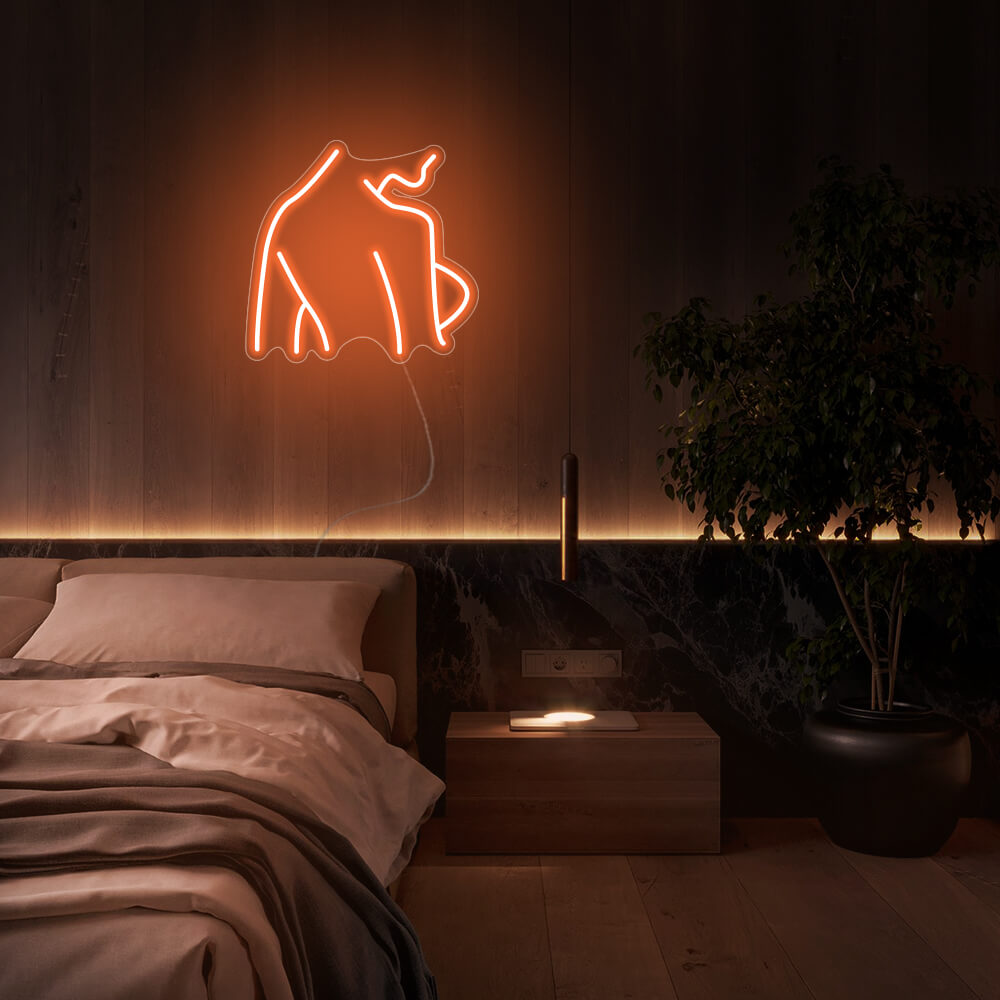 Mini Back Silhouette LED Neon Sign in Orange